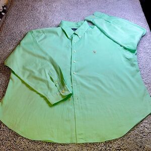 Ralph Lauren Pastel Mint Green Old Money Long Sleeve Button Down  18 34/35